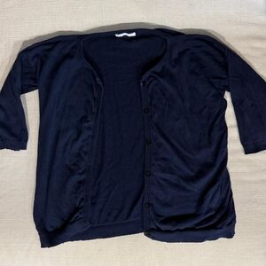 Navy Blue Button-Up Cardigan